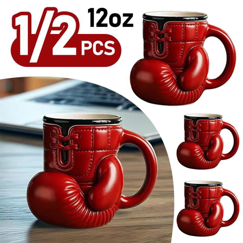 1-2PCS Boxing Glove Mug for Boxing Lovers Novelty Coffee Cup Boxing Themed Tea Cup 12oz Mugs for Home Kitchen