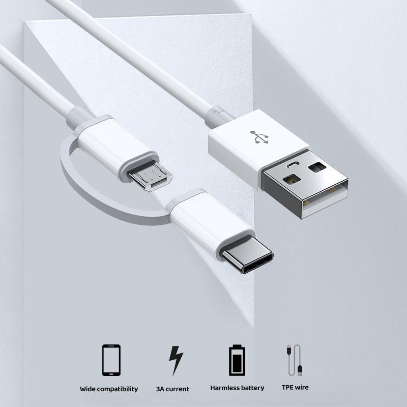 3A 2-в-1 кабель для передачи данных Micro USB Type C адаптер для передачи данных мобильный телефон USB C кабель для быстрой зарядки для Xiaomi Samsung OPPO Android Phone