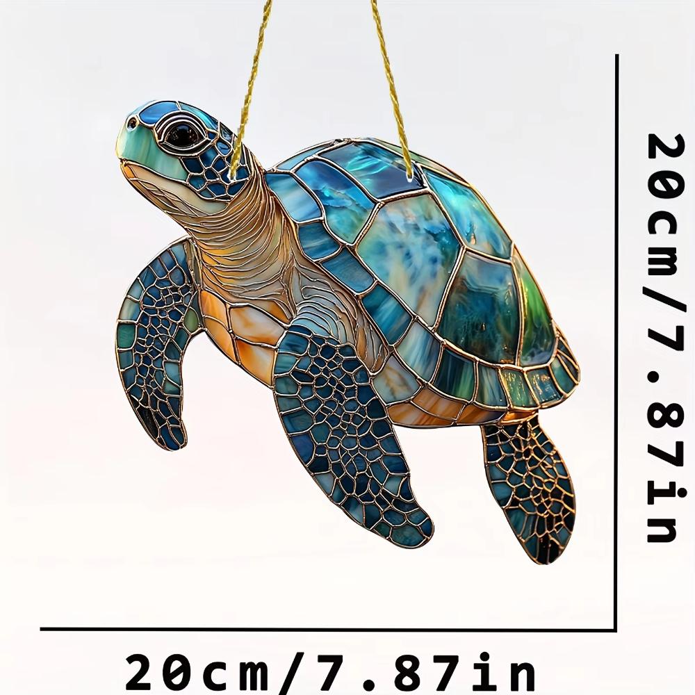 20X20X0.2см Мифический Огненный Феникс и Черепаха Ловец Солнца Расписанный Акрилом Стекло Подвесное украшение для окна Подвеска для украшения веранды