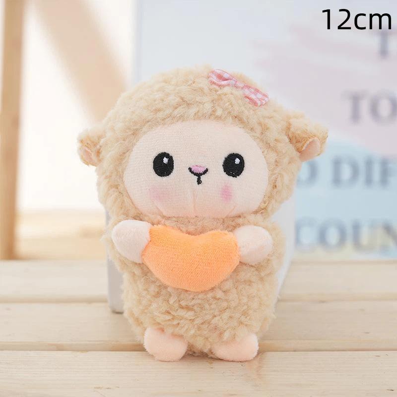 Cute Plush Bib Sheep Keychain Cartoon Animal Stuffed Charm for Backpack Decoration Girls Easter Gift