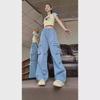 Women's Off-White American Retro Loose Hip-Hop Overalls - Wide-Leg Pants