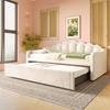 Sofa Bed Flieks Daybed 90×200 Cm (extendable To 180×200 Cm) with Color-changing LED Strip, Beige