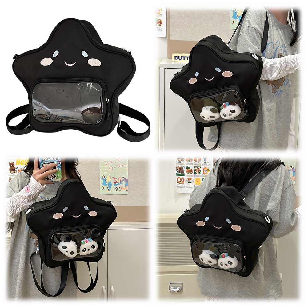 Kawaii рюкзак для женщин школьный рюкзак на молнии нейлоновый с прозрачным карманом рюкзак милый рюкзак для путешествий праздник