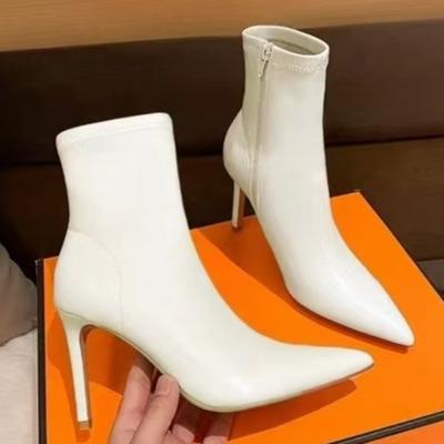 Модные ботильоны на тонком каблуке с боковой молнией, женские модные с острым носком, нескользящие, износостойкие, с коротким голенищем