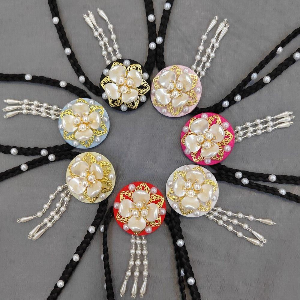 Pearl Hanbok Wig Headdress Tassel Stage Dance Hair Hoop Retro Korea Ethnic Style Hairband Court