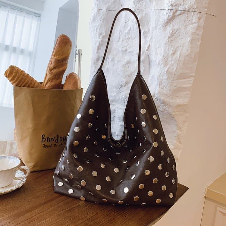 Женская металлическая сумка на плечо с принтом в горошек, сумка-тоут