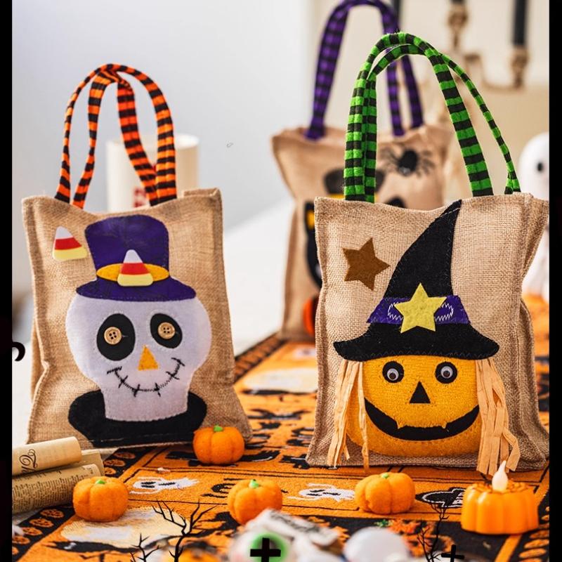 Halloween Decoration Children's Candy Bag Kindergarten Tote Bag Pumpkin Bucket Jar Activity Small Gift Candy Storage Bags