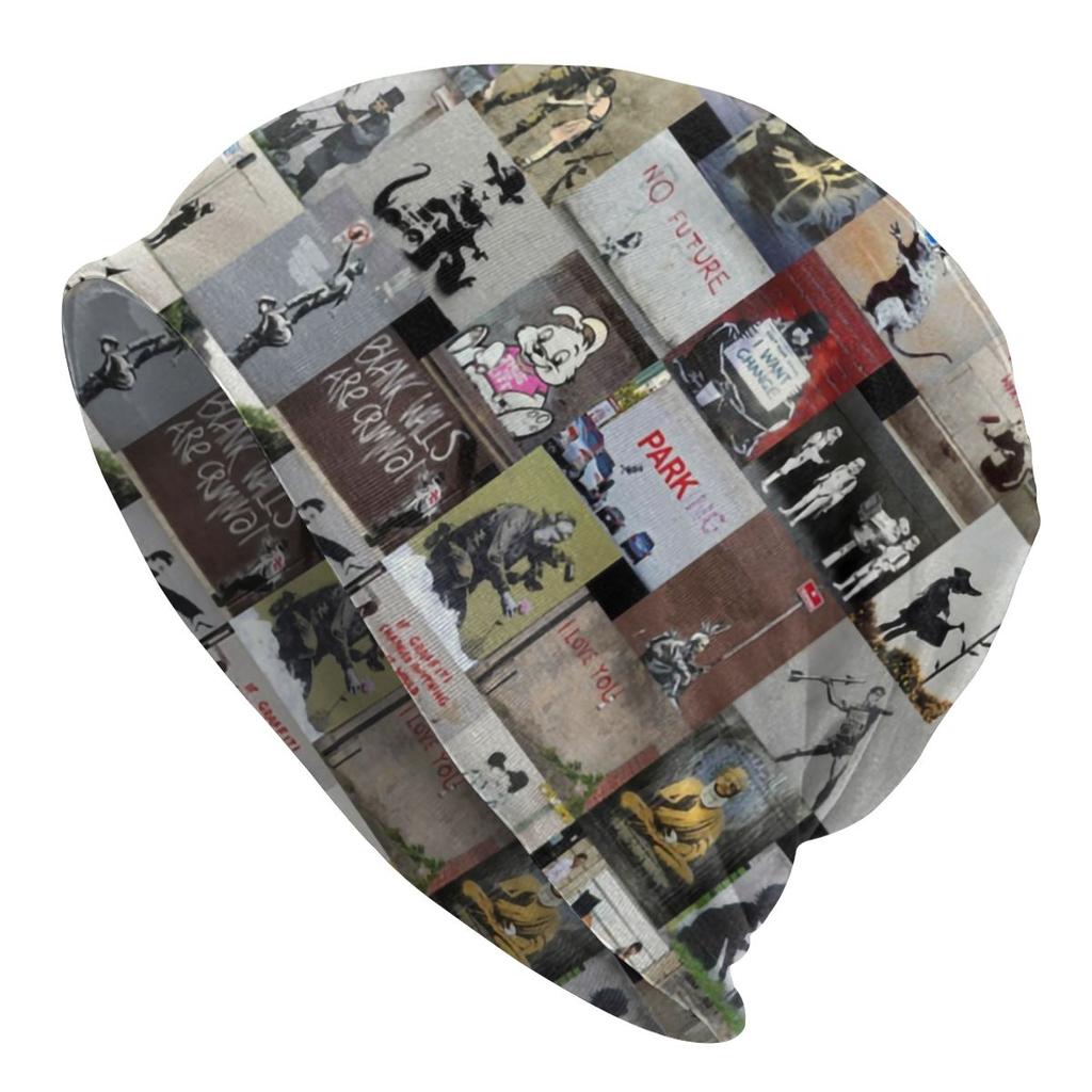 Banksy Art Graffiti Girl Heart Balloon Slouchy Beanie Unisex Women Hip Hop Winter Warm Skullies Beanies Hats Adult Knit Bonnet Cap
