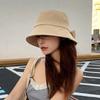 Spring and Autumn New Hat Women's Small Fresh Split Fork Bow Bucket Hat Summer Thin Sunscreen Basin Hat