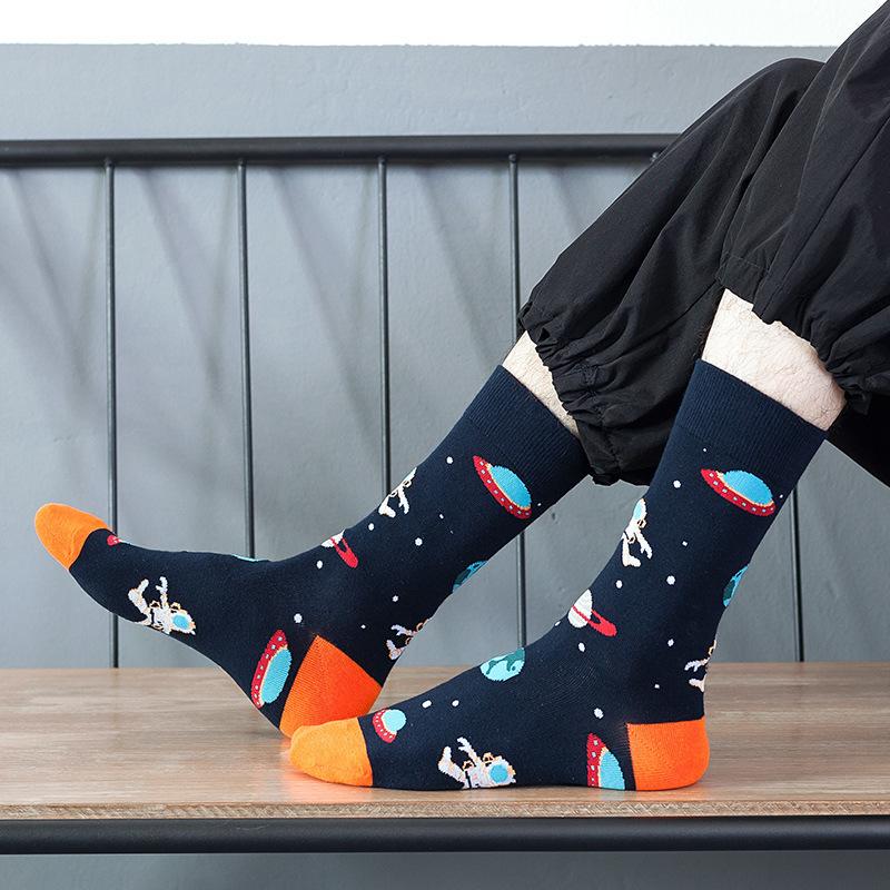 1 пара забавных носков Ins Astronaut Airplane Heaven Body Middle Tube для мужчин Happy Socks Streetwear из хлопка для мужчин, скейтбордистов, для мальчиков, для взрослых