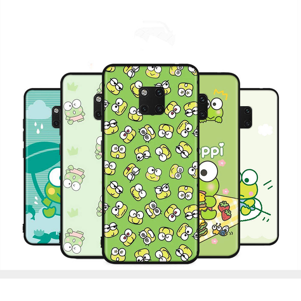 HK17 Keroppi Black Sofe Case for iPhone 16 15 Plus 14 13 Pro 8 SE XR XS Max P30 Nova 5T Y5P Y6 Y7 Y8P Y9 Realme C30 C33 C31 VIVO Y36 V27