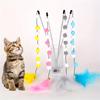 Whimsical Pompom Cat Toy Stick Interactive Feather Teaser for Kitten Exercise, Plush Ball On Stick, Fun Pet Supplies