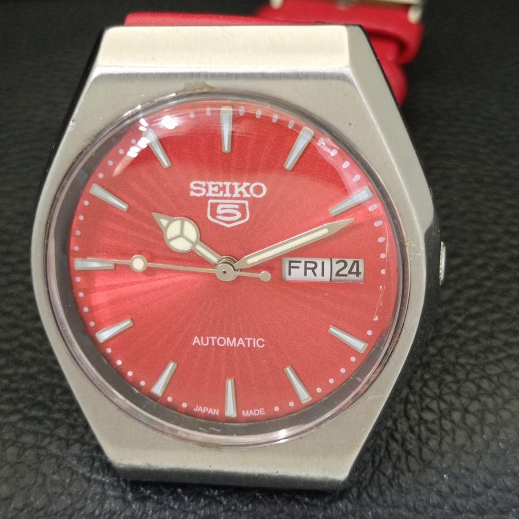 ВИНТАЖНЫЕ МУЖСКИЕ ЧАСЫ SEIKO 5 AUTOMATIC 6309A ЯПОНИЯ С КРАСНЫМ ЦИФЕРБЛАТОМ a701474-5 R206b-a701474