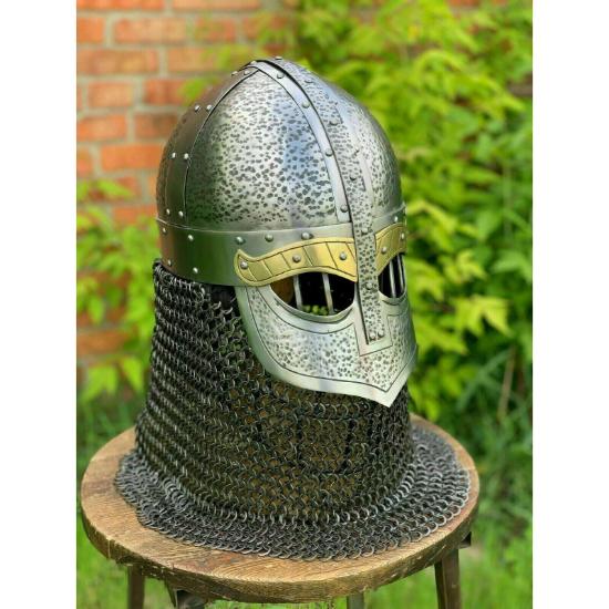 Viking Medieval Helmet SCA LARP Medieval Helmet Steel Brass Helmet