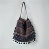 Women's Canvas Bag Ethnic Style Shoulder Bag Cotton Linen Handbags Fashion Fringed Shoulder Bag Literary Style Large Capacity Handbags