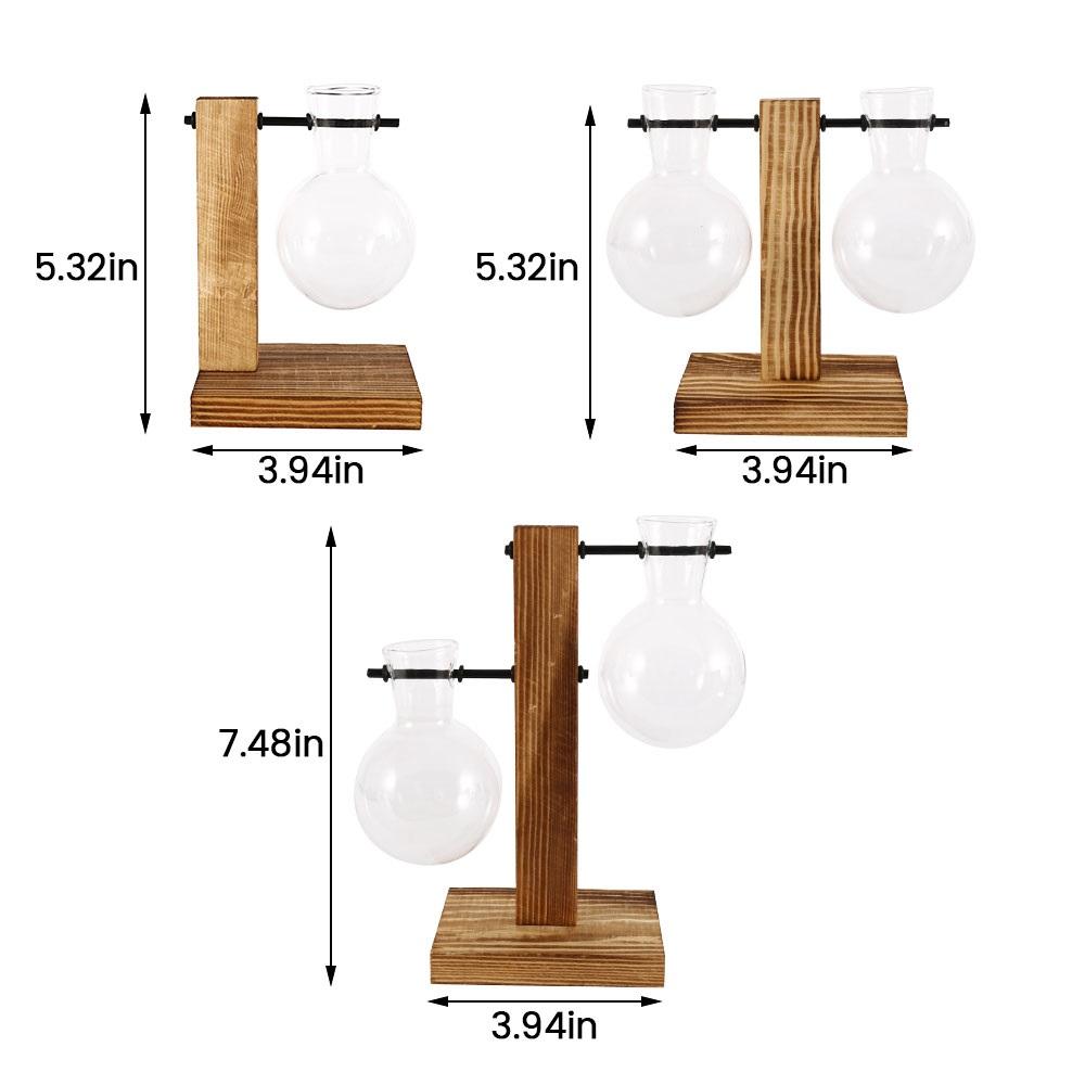 Стеклянная ваза Контейнер для гидропонных растений Настольный горшок Деревянная подставка для вазы Водяная луковица для посадки Размножение Цветочная ваза Горшки