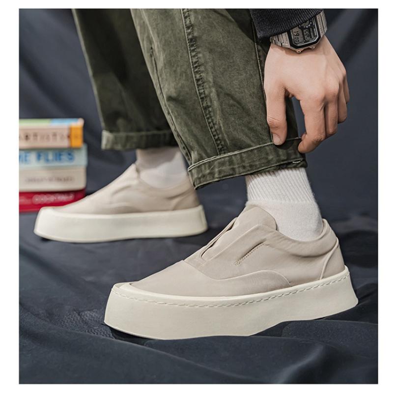Fashion Men's Slip-On Canvas Shoes Platform Sole Breathable Anti-Slip Casual Walking Sneakers Men Lightweight Comfortable Autumn New