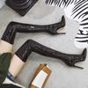 Q/Women's High Heeled Boots, Sexy Pointed Toe Thin Heel Knee Length Boots, Oversized Women's Shoes