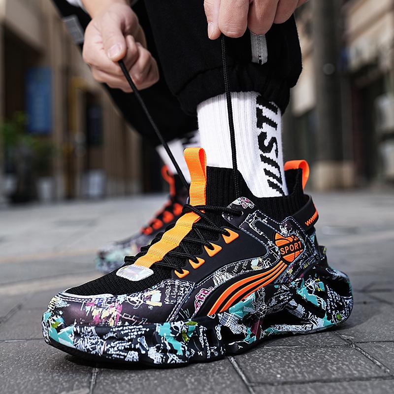 Новинка 2023 года, мужские кроссовки в стиле ретро, ​​мужская обувь с высоким берцем на массивной подошве, повседневная обувь с дышащей толстой подошвой, размеры 36–47
