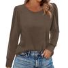 Women's Fashion Casual Long Sleeve Solid Color Shirt Women's Round Neck Tops