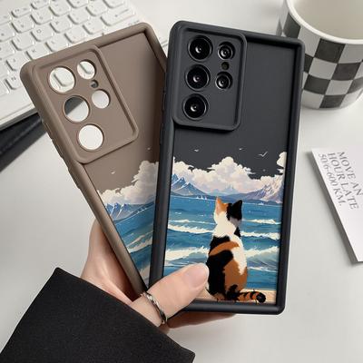 Мягкий чехол для Samsung A55 5G S25 Ultra A54 A16 A15 A53 A35 A34 A14 A13 A06 A05 A05s A33 A25 S24 FE S23 Plus S22 Чехол с кошкой и животным