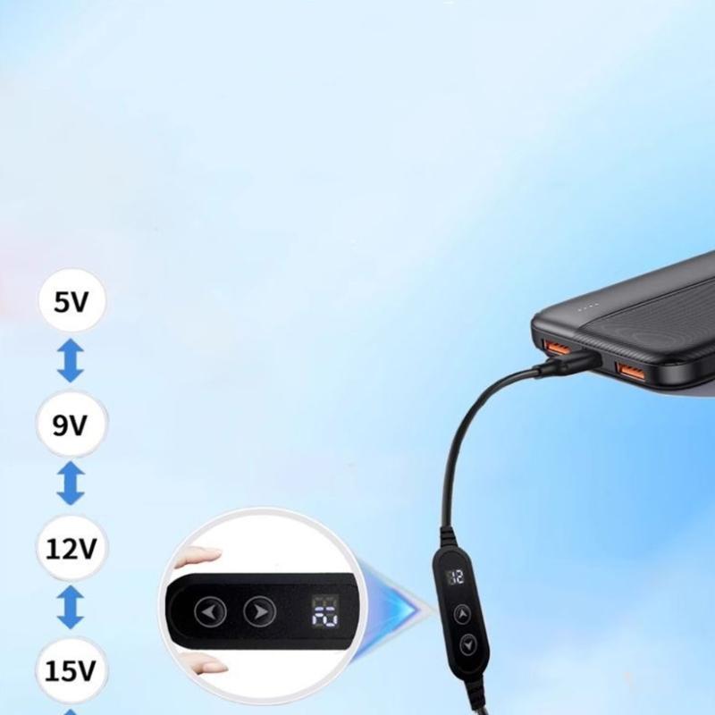Регулируемое напряжение USB C на DC5525 Зарядный кабель с 1 наконечником для PD Быстрой зарядки 5V9V12V15V20V Выходной адаптер Шнур