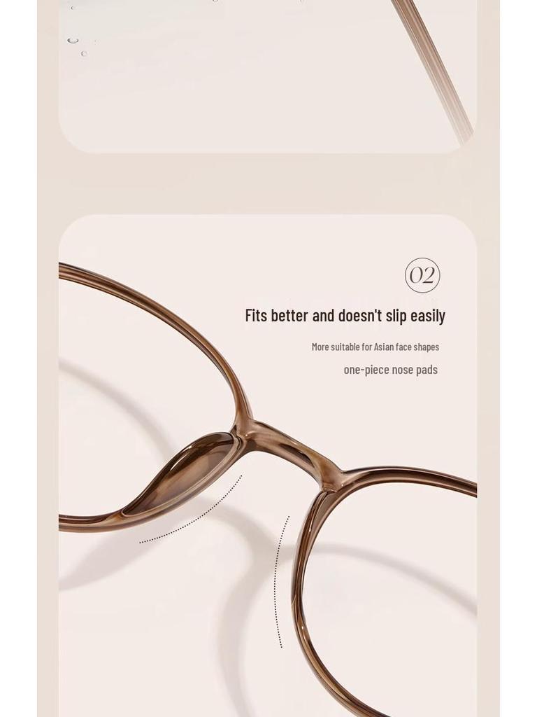 Retro Chic TR90 Oval Eyeglass Frame - Lightweight, Stylish Tea Color for Women, Prescription Compatible