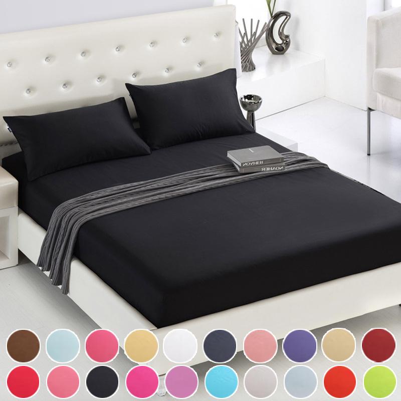 Solid Color Fitted Sheets King Size Mattress Protector Bed Cover Bed Sheets Bedsheet Solid Bedspreads