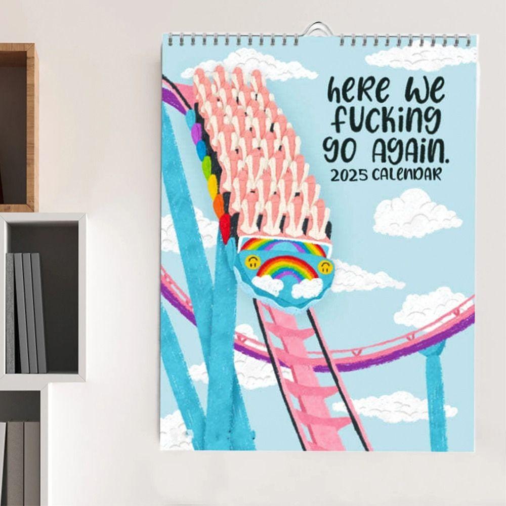 Ежемесячный календарь Here We Go Again 2025 Подвесной еженедельный органайзер Планировщик 2025 Настенный календарь Главная