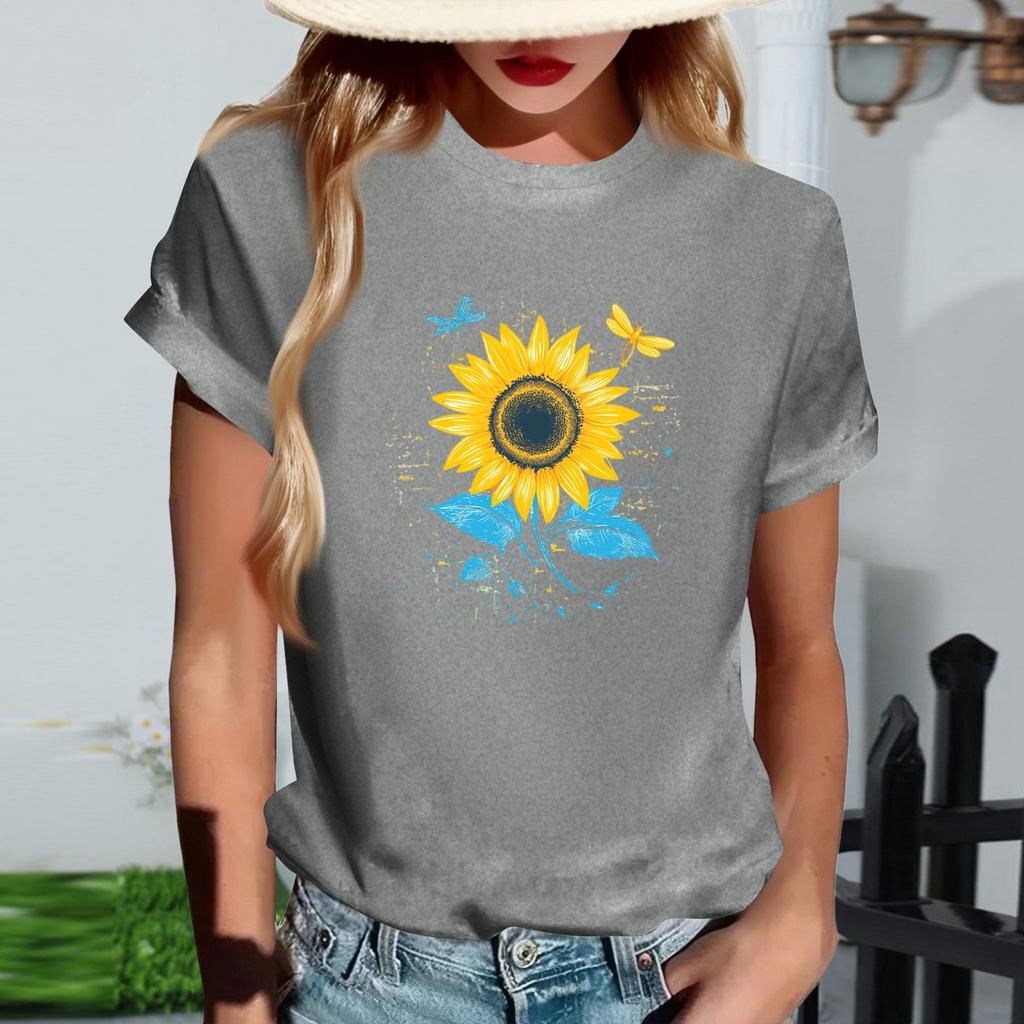 Женская модная футболка с круглым вырезом, повседневная, с ретро-принтом, с короткими рукавами