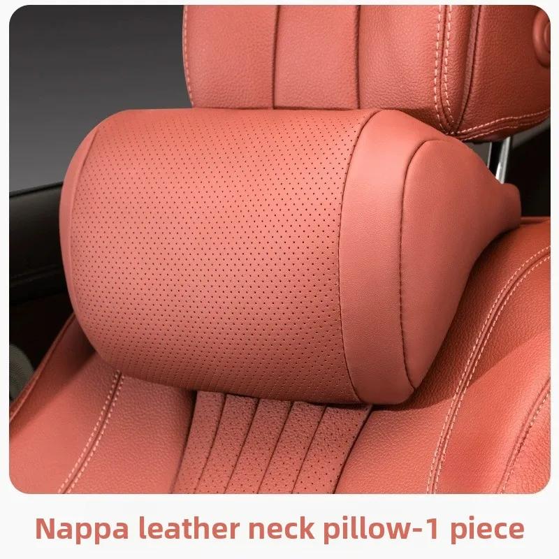 Роскошный подголовник для автомобильного сиденья из кожи наппа, универсальный, для интерьера автомобиля, защита сиденья, подушка для шеи, мягкий и пушистый, подходит для всех сезонов