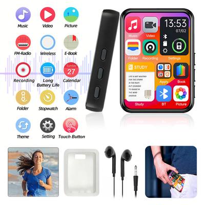 Портативный MP3-плеер с 2,4-дюймовым сенсорным экраном, Bluetooth, встроенный динамик, Hi-Fi музыка, MP3 32 ГБ, Walkman, воспроизведение видео, диктофон