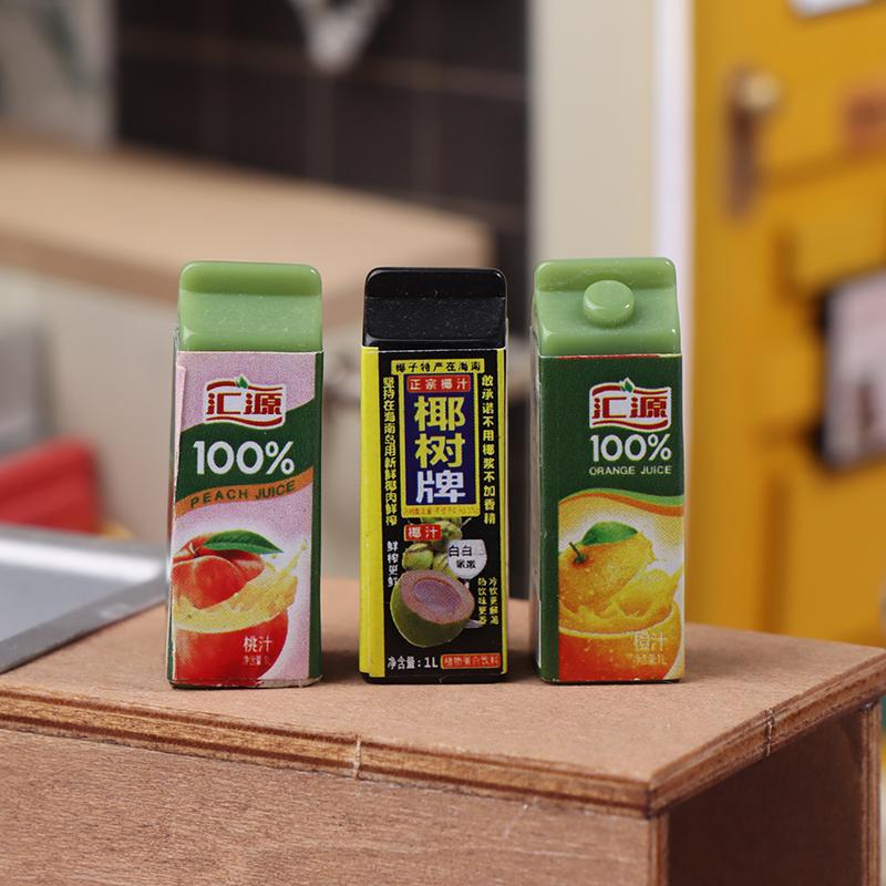 5Pcs 1/12 Dollhouse Simulation Fruit Juice Model Dollhouse Miniature Drinks Bottle Dolls House Kitchen Play Toys Accessories