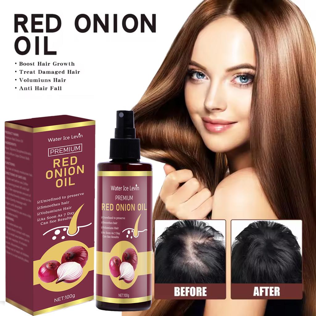 Red Onion Hair Oil—Moisturizing and Hydrating Hair Care Essence, nourishes and smooths hair, suitable for all hair types, 100g bottle/suita