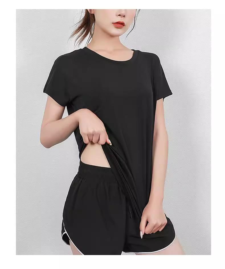 Женская быстросохнущая футболка для йоги с открытой спиной - Дышащая, свободного кроя, с короткими рукавами, летняя одежда для активного отдыха