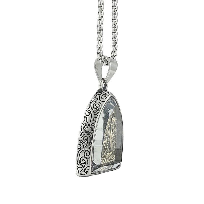 Titanium Steel Vintage Zodiac Guardian Deity Pendant Necklace Men Retro Stylish Charm With Chain Options