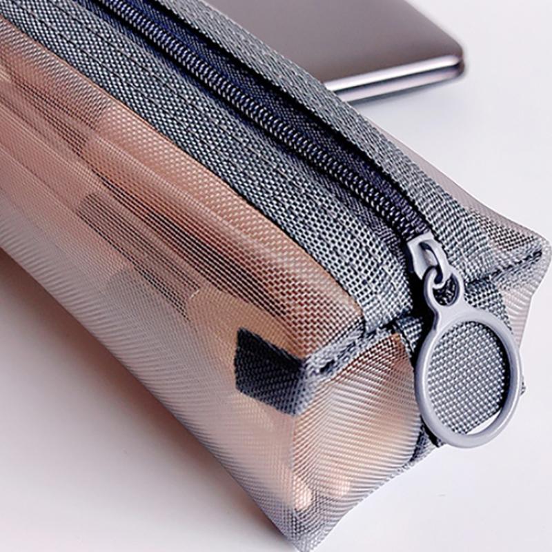 Косметичка, губная помада, сумки для хранения кистей для макияжа, студенческий прозрачный сетчатый пенал, дорожный косметический органайзер для женщин