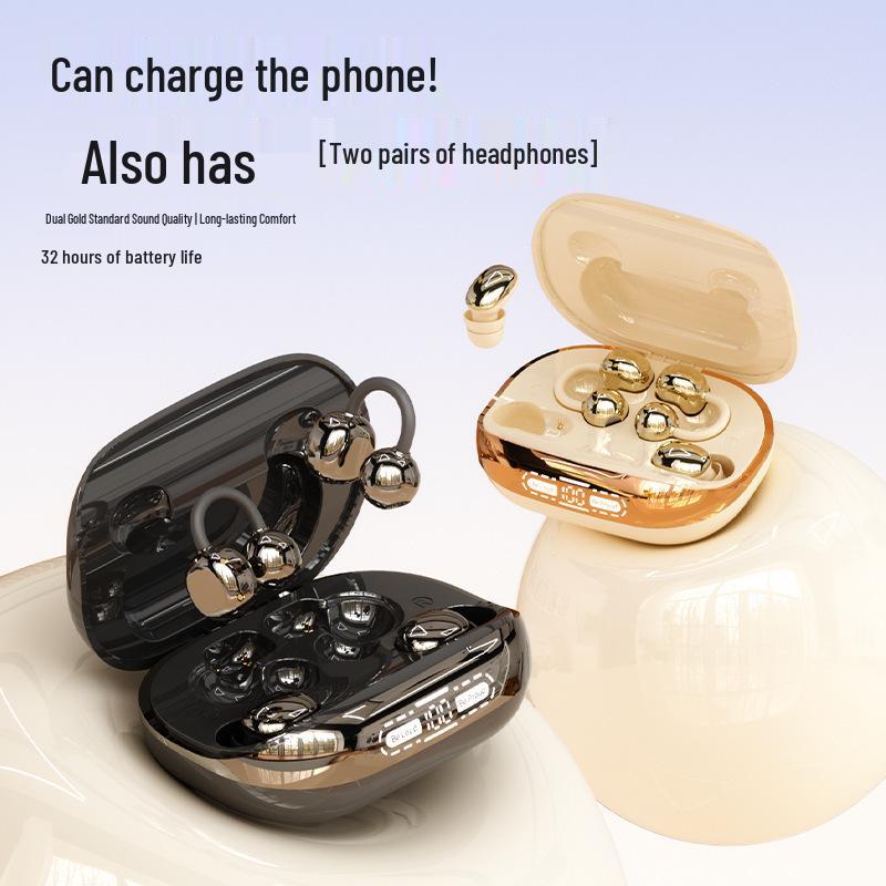 Двойные Bluetooth-наушники-клипсы для ушей: Беспроводные, Перезаряжаемые, Длительное время работы от аккумулятора, Удобная посадка, Превосходное качество звука.