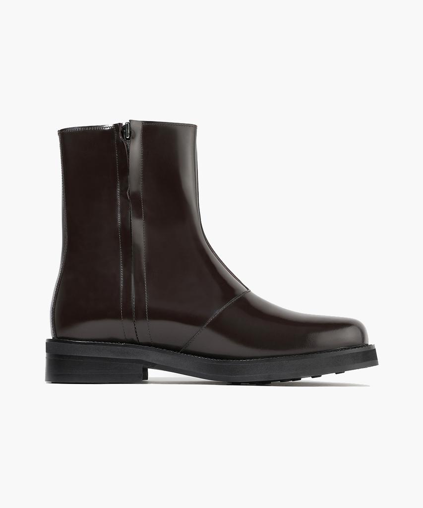 Firenze Atelier [Vibram] Minimal Line Box Leather Hidden Zipper Zip-Up Boots 9800-B [Brown Advan]