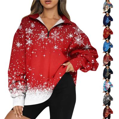 Женская повседневная мода с длинным рукавом и принтом, свободный свитшот на молнии