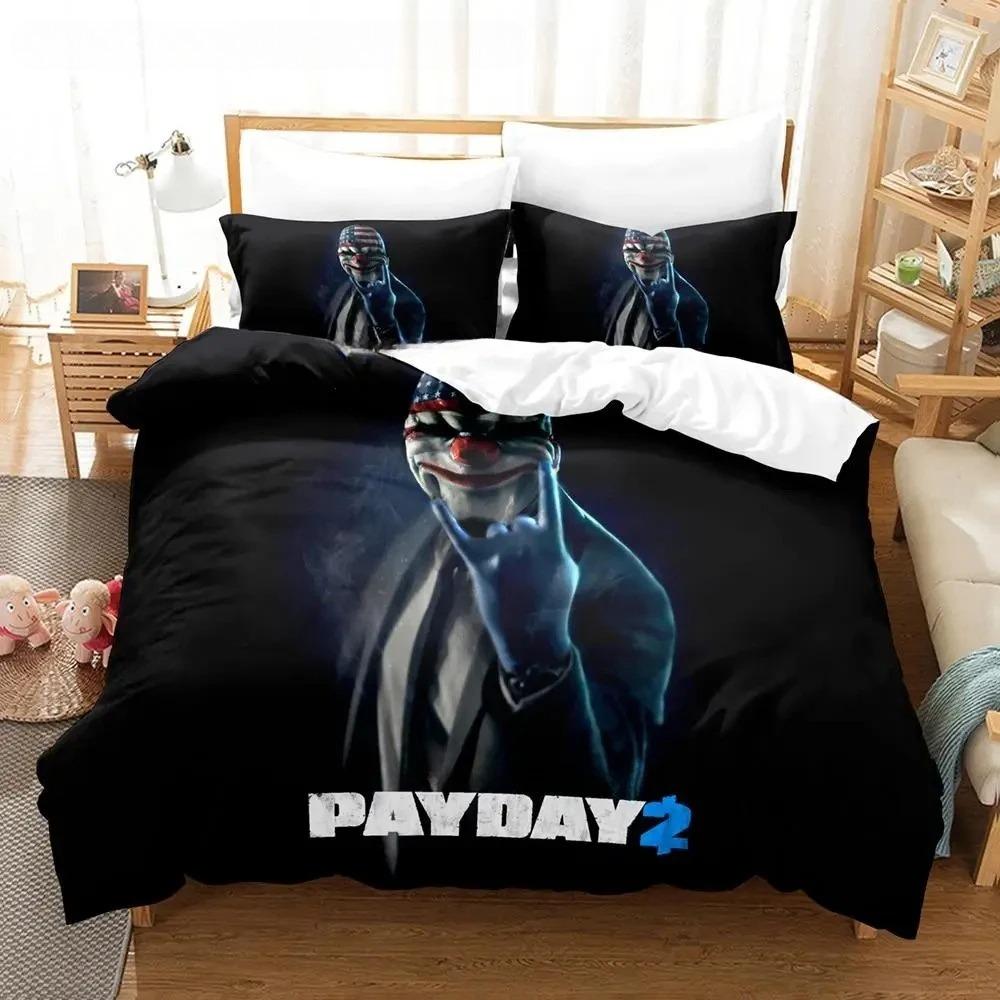 Игровой комплект постельного белья Payday Односпальный Полуторный Двуспальный Королевский Кингсайз Комплект для кровати Взрослый Мальчики Спальня Комплекты пододеяльников Хип-хоп Клоун Аниме Кровать