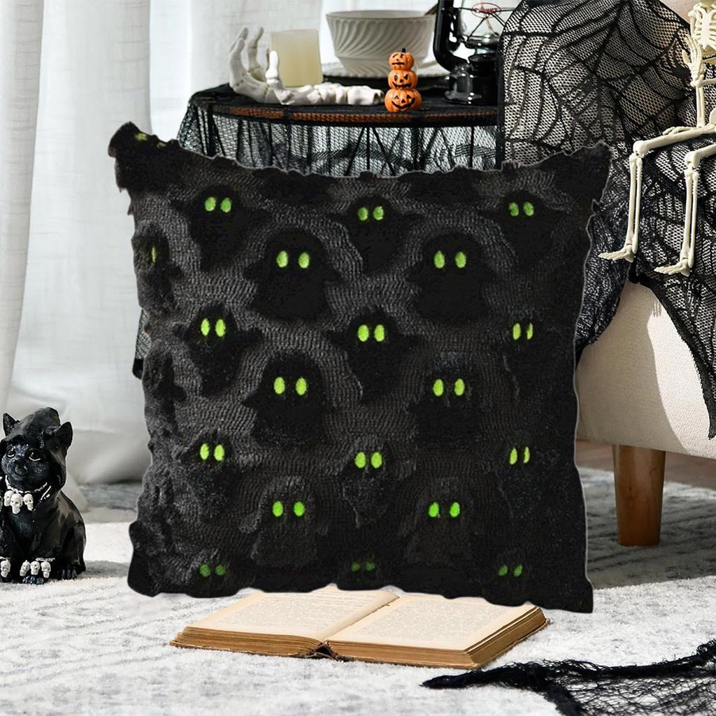 Halloween Pillow Covers 18x18 Inch Throw Pillow Cases Soft Plush Faux Wool Couch Cushion Case For Chair Sofa Bedroom Room Home Decor