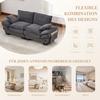 Modular Corduroy Sofa for 2 People with Wide Seat, Ergonomic Design, High-Density Foam Padding, USB-C Port. Ideal for Living Room. Dark Gray
