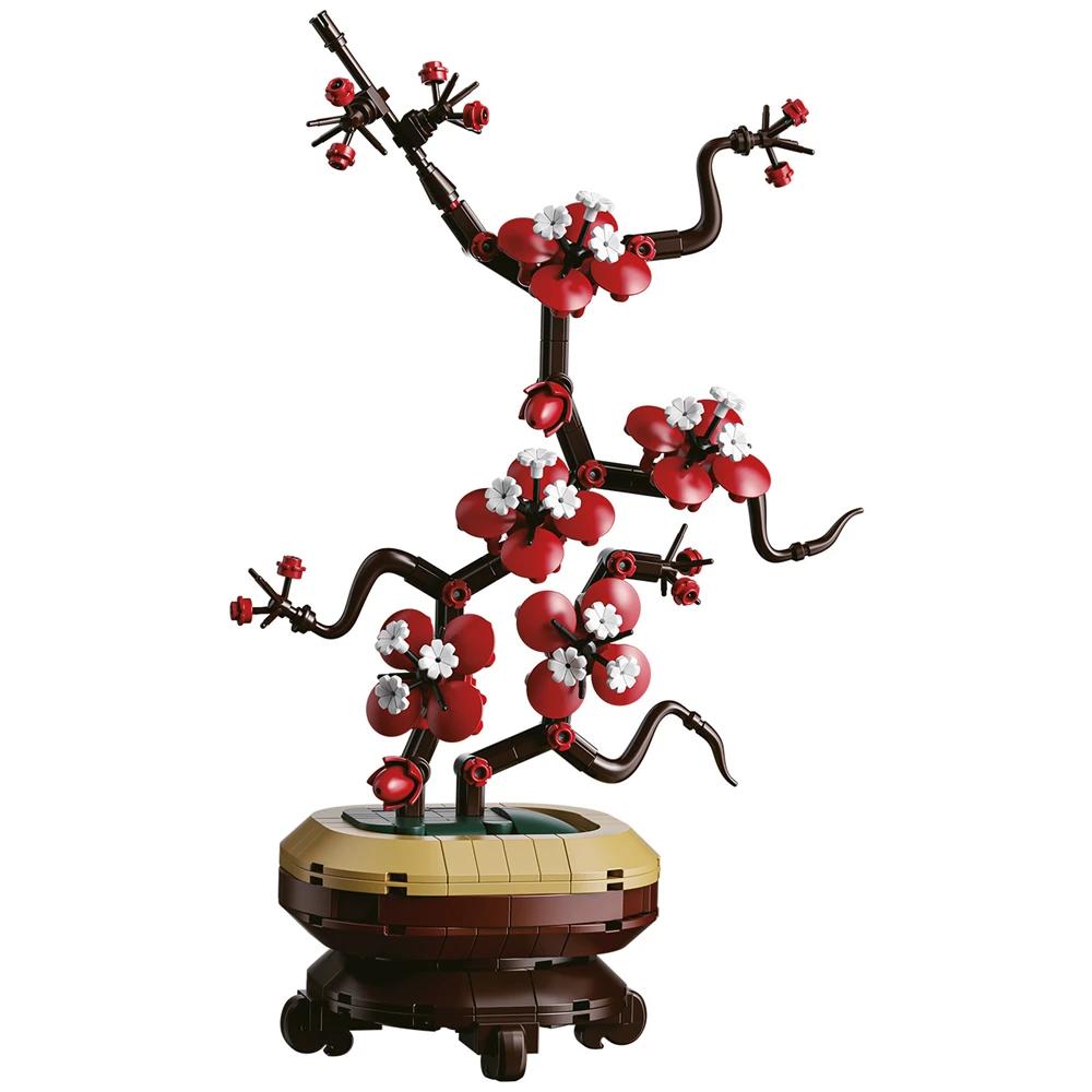 Букет цветов Слива Хризантема Бамбук Модель комнатного растения Домашний дисплей Строительные блоки Кирпичики Кирпичики Детские игрушки