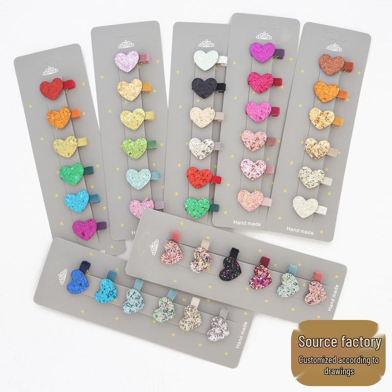 Многоцветная блестящая пайеточная заколка-сердечко для волос ребенка и питомца