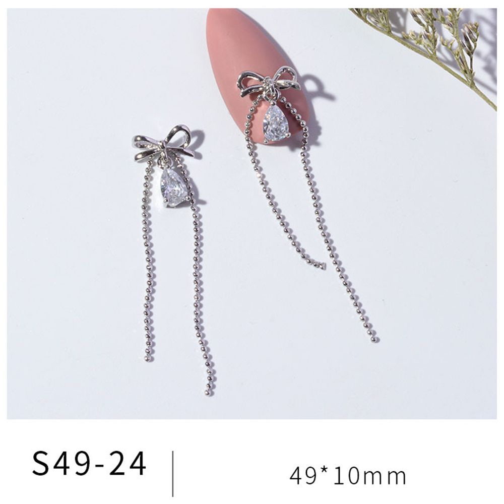 Butterfly Bow Nail Rhinestones Zinc Zinc Alloy Pendant Chain Nail Art Decorations Heart Nail Zircon Jewelry