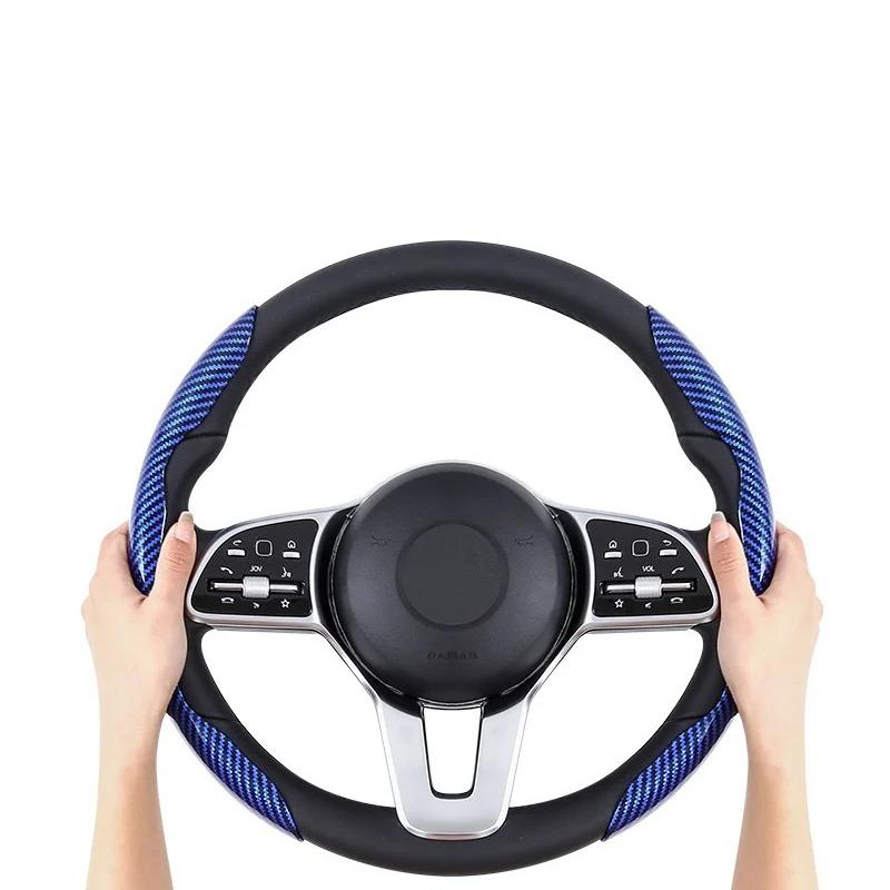 Hub Caps 2pcs Carbon Fiber Car Steering Wheel Cover Non-slip Protective Covers For Alfa Romeo Giulia Stelvio 147 156 166 159 Giu CVQ1