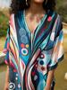 Printed Beach Dresses Viscose Kaftans for Women Summer Plus Size Loose Robe Holiday Living Room Bathing Suits