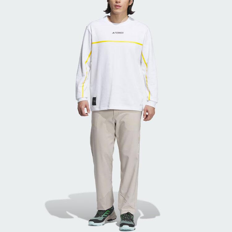 adidas Футболка X National Geographic Collaboration Tech Tee для активного отдыха, быстросохнущая, с буквенным принтом, круглым вырезом и длинным рукавом, мужская, белая IL8976