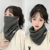 Женский шерстяной шарф 3 в 1: зимний теплый воротник для защиты шеи, вязаный платок, однотонный плюшевый шарф с подвесками на уши и лицевую повязку на голову.